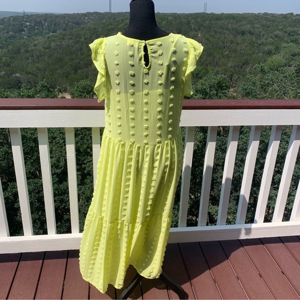 Swiss Dot Babydoll Dress Bright Neon size Large - Picture 2 of 10